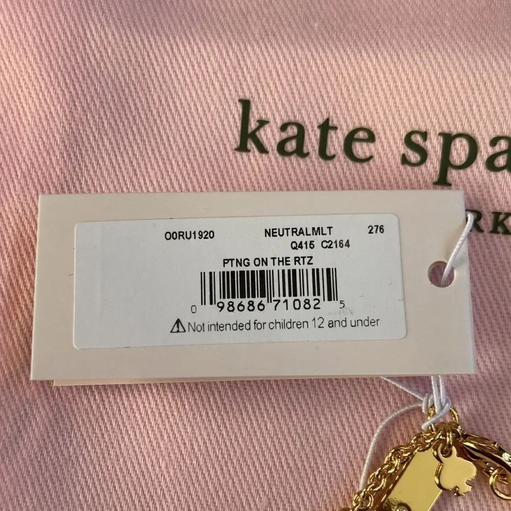 Kate spade putting on the ritz row necklace gold crystal sparkle new NWT